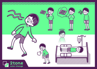 2tone type Green clothing glasses boy_set 10