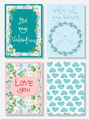 Valentines Day Greeting Card with hand drawn Love lettering. Perfect for valentines day, stickers, birthday, save the date invitation.