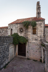 Streets and buildings of the old town of Budva. Montenegro. 