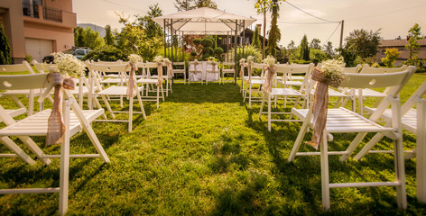 Outdoor setup for wedding reception