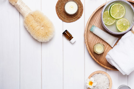 Spa essentials on the white background