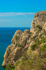 Fototapeta na wymiar Beautiful summer sea landscape at the resort in the Crimea