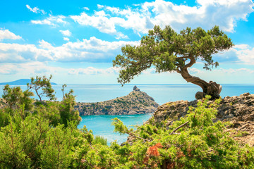 Fototapeta na wymiar Beautiful summer sea landscape at the resort in the Crimea