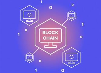 Blockchain network vector illustration background