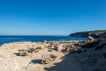 Blue coast of Portinatx on the island of ibiza