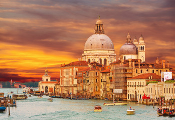 Canal Grande with Basilica Santa Maria della Salute in the Venice, Italy