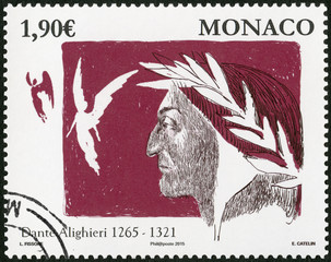 MONACO - 2015: shows Dante Alighieri (1265-1321), Italian Poet, 750 anniversary of birth