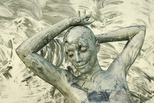 Skin of person blending with background