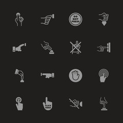 Buttons icons - Gray symbol on black background. Simple illustration. Flat Vector Icon.