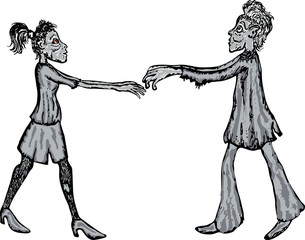 Fototapeta premium Couple of zombie have met