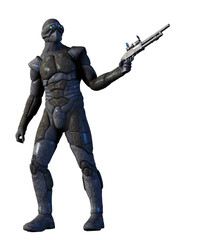 future warrior with weapon