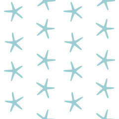 blue sea stars ocean starfish on a white background pattern seamless vector