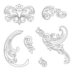 Vintage baroque ornament, corner. Retro pattern antique style acanthus. Decorative design element filigree calligraphy vector. - stock vector