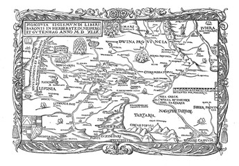Holy Roman Empire diplomat Baron Sigismund von Herberstein chart of Russia, XVI century
