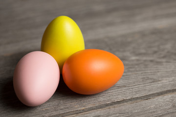 Easter eggs on wooden background
