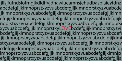 St.Valentines day concept. Black letter with red word LOVE in the middle