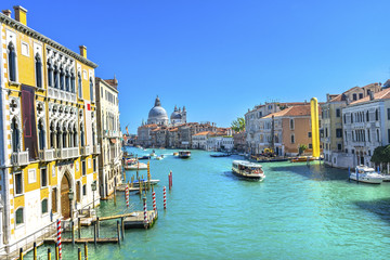 Fototapeta na wymiar Grand Canal Santa Maria Salute Church Gondolas Venice Italy
