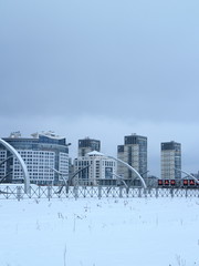 residential quarter on the outskirts of the city on a winter 
