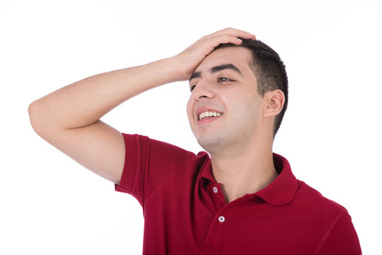 a happy man feeling comfortable