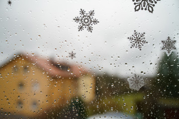 Window. Rain. Decoration.