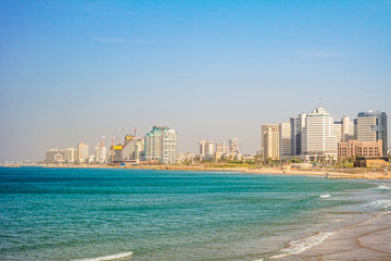 Naklejka premium Tel Aviv beach and city, Israel
