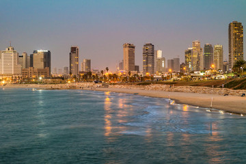 Fototapeta na wymiar Tel Aviv. Night view from Jaffa.