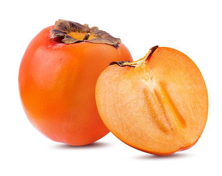 Fresh persimmon isolated on white background with clipping path
