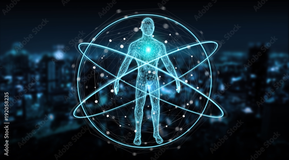 Fototapete digital x-ray human body scan background interface 3d rendering