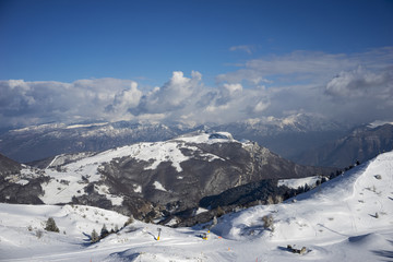 Fototapeta na wymiar winter landscape in the Lessini mountains in Italy