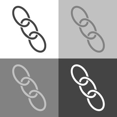 Chain, chain links. Vector chain set  on white-grey-black color