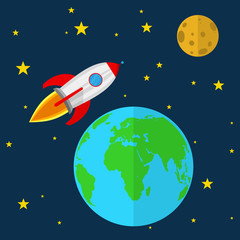 Rocket in space. Vector illustration