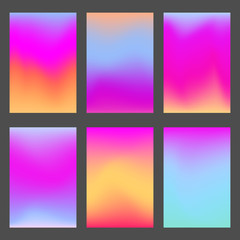 Trendy bright pink and violet gradients for smartphone screen backgrounds. Set of soft, deep, shiny gradiented wallpaper for mobile apps, ui design