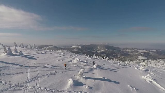 Solitary skier at the top of the mountain