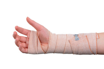 Arm bandage on child isolated white background healthcare 