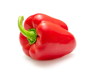 Big, red ripe pepper isolated on white background