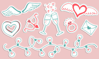 Romantic hand drawn stikers.