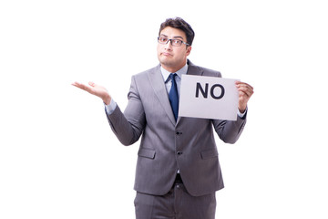 Businessman in negative no answer isolated on white background