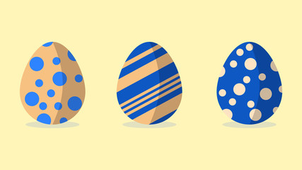 Vector illustration of easter eggs. Flat style with blue and brown colors. Symbol of the easter holidays. EPS10 vector.