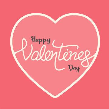 Happy valentine's day text and heart shape on pink background vector