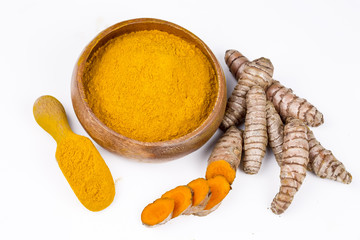 Turmeric on the white background