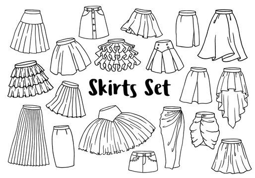 Set of hand drawn women skirts