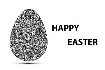 Happy Easter - Easter Eggs and inscription - vector - black and white