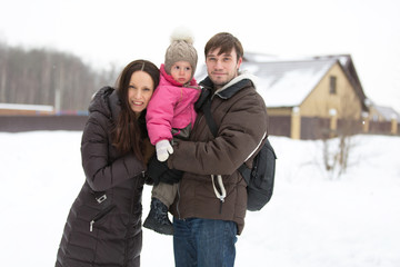 Family in winter Park