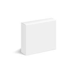 Blank of closed cardboard box with soft shadow. Cosmetic box. Vector