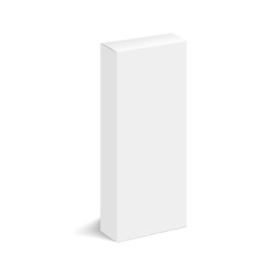 Blank of closed cardboard box with soft shadow. Cosmetic box. Vector