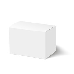 Blank of closed cardboard box with soft shadow. Cosmetic box. Vector