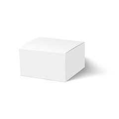 Blank of closed cardboard box with soft shadow. Cosmetic box. Vector