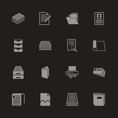 Document icons - Gray symbol on black background. Simple illustration. Flat Vector Icon.