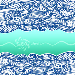 Vector ornament of sea waves. Line art style.