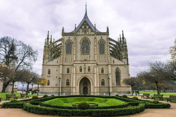 Fototapeta na wymiar Gothic church St. Barbara cathedral in Kutna Hora, Bohemia, Czech Republic.